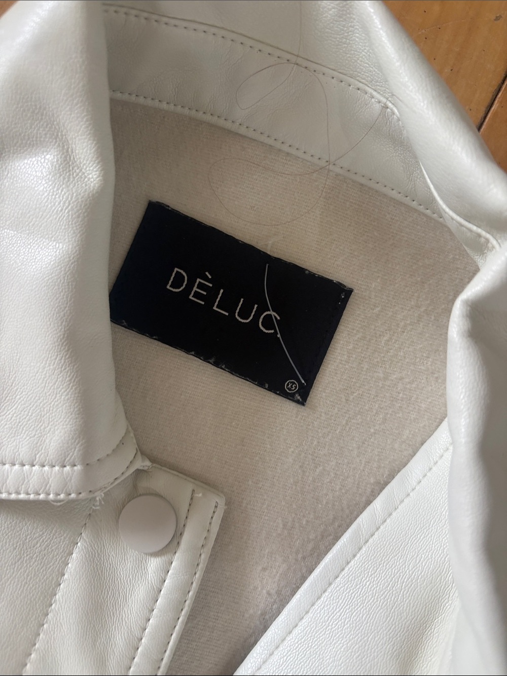 Deluc White Button-Front Leather Shacket - Picture 2 of 3